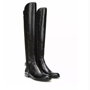 FRANCO SARTO Mast Black Leather Riding Boots Over The Knee Stretch